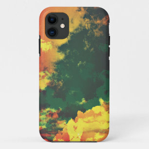 Groen geel rood, abstract digitaal kunstontwerp iPhone 11 hoesje