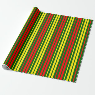 Groen Geel Rood Verticaal Strepen Design   Cadeaupapier