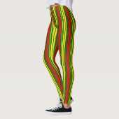 Groen Geel Rood Verticaal Strepen Design Leggings (Links)
