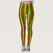Groen Geel Rood Verticaal Strepen Design Leggings (Voorkant)