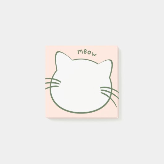 Groen Geel Schattig Kat Vorm Miauw Post-it® Notes (Voorkant)