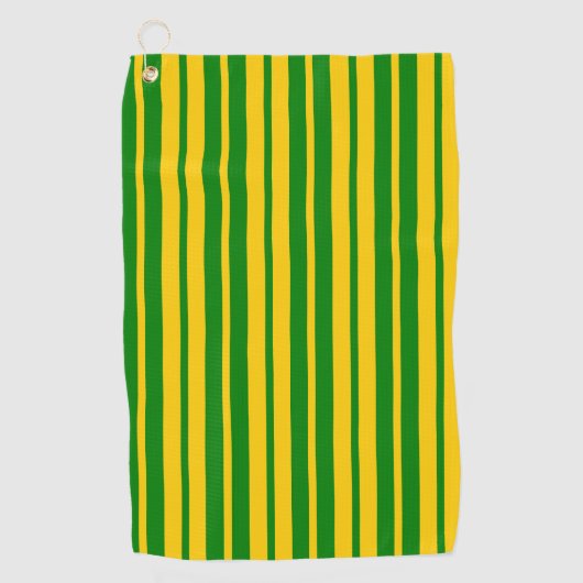 Groen Geel Stijlvolle Strepen Patroon Ontwerp Golfhanddoek (Voorkant)