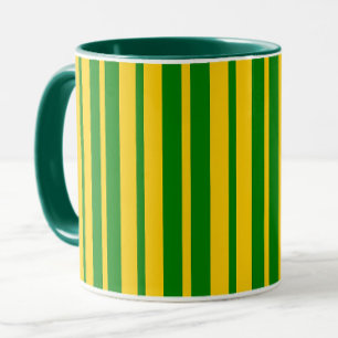 Groen Geel Stijlvolle Strepen Patroon Ontwerp Mok