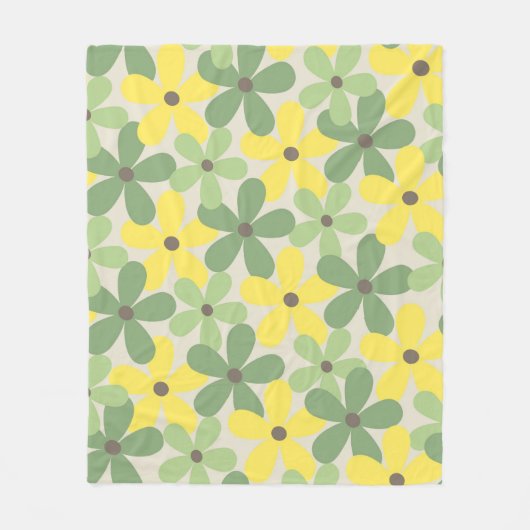 Groen Geel Tropische Bloemen Botanische Zomer Fleece Deken (Voorkant)