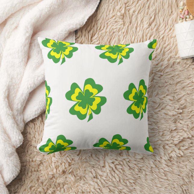 Groen Geel Vier Leaf Clover Minimal Kussen (Deken)