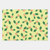 Groen Geel Wit Rood Mistletoe patroon Inpakpapier Vel (Voorkant)