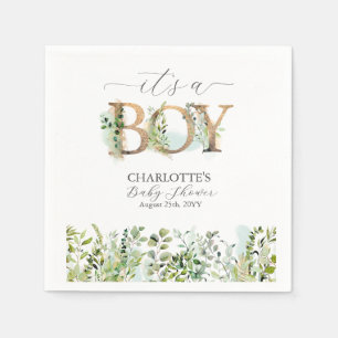 Groen Geëucalyptus Het is een jongen Baby Shower s Servet