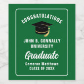 Groen Gefeliciteerd Custom Graduation Party Wijn Etiket (Enkel label)