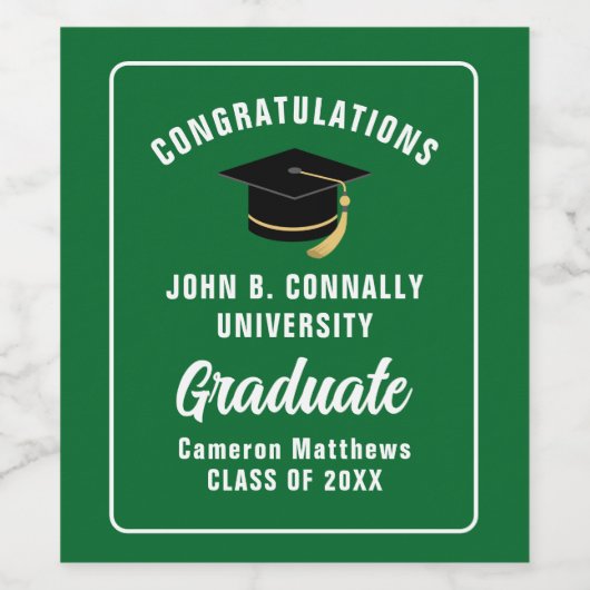 Groen Gefeliciteerd Custom Graduation Party Wijn Etiket (Enkel label)