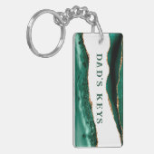 Groen gegeten met gouden glitter Edges pap's sleut Sleutelhanger (Voorkant Links)