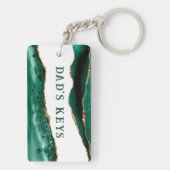 Groen gegeten met gouden glitter Edges pap's sleut Sleutelhanger (achterkant)