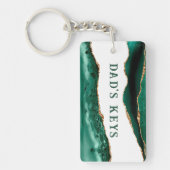 Groen gegeten met gouden glitter Edges pap's sleut Sleutelhanger (Voorkant)