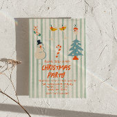 groen geïllustreerd kerstfeest gestreept kaart
