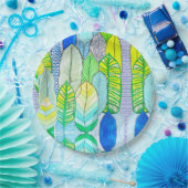 Groen gele kompassen Modern Tropische Boho verlaat Papieren Bordje (Feest)