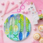 Groen gele kompassen Modern Tropische Boho verlaat Papieren Bordje (Feest)