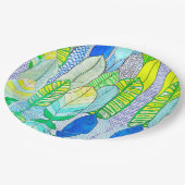 Groen gele kompassen Modern Tropische Boho verlaat Papieren Bordje (Gekanteld)