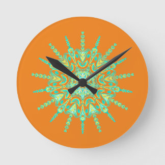 GROEN GELE MANDALA RONDE KLOK