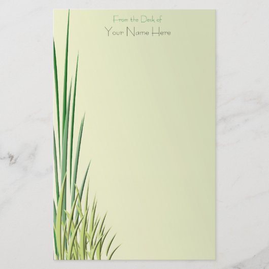 Groen gele Ombre Stalk Grass Border - Eigen naam Briefpapier (Voorkant)