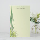 Groen gele Ombre Stalk Grass Border - Eigen naam Briefpapier (Staand voorkant)