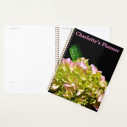 Groen gele roze Hydrangeenroze bloem Planner (Display)