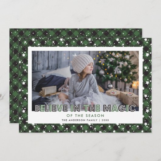 Groen geloof in de magische kerstkaarten feestdagenkaart (Voorkant / Achterkant)