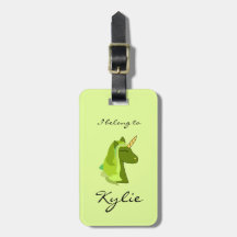 Groen geluk, eenhoorn bagagelabel
