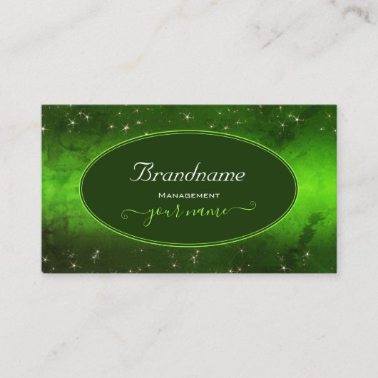 Groen gemarmerd patrooncutter glitter stars stijlv visitekaartje (Voorkant)