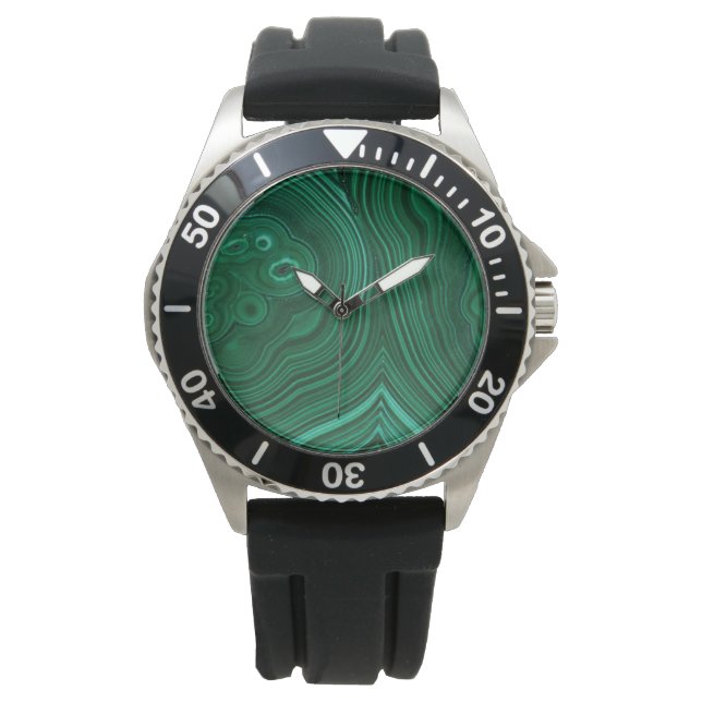 Groen gemstone malachite natuursteenontwerp horloge (Voorkant)