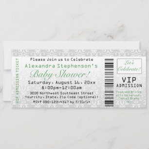 Groen Genderneutraal Baby shower Ticketuitnodiging Kaart