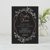 Groen Geo Zwart | Roze Gouden Koppel Bruisfeest Kaart (Staand voorkant)