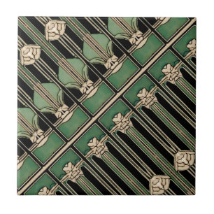 Groen Geometrisch Art Deco Art Nouveau Tegeltje