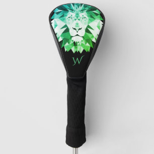 Groen geometrisch leeuwenmonogram golfheadcover