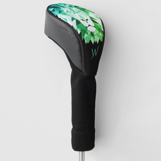 Groen geometrisch leeuwenmonogram golfheadcover (Schuin)