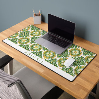 Groen geometrisch mediterraan tegelpatroon bureaumat