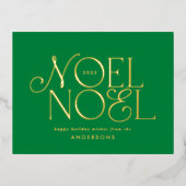 groen geometrisch Noel script elegant modern Folie Feestdagen Briefkaart (Voorkant)
