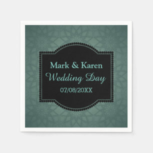 Groen geometrisch patroon Aangepaste tekst bruilof Servet