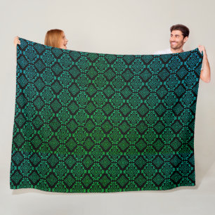 Groen geometrisch patroon / Indiase print  Fleece Deken