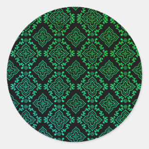 Groen geometrisch patroon / Indiase print Ronde Sticker