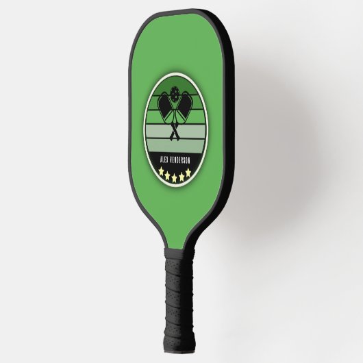 Groen gepersonaliseerd pickleball paddle (Links)