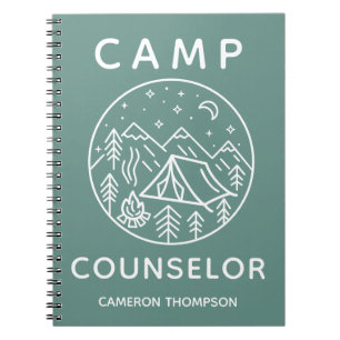 Groen Gepersonaliseerd Zomerkamp Counselor Notitieboek