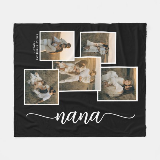 Groen Gepersonaliseerde Nana Grandkid 5 Fotocollag Fleece Deken (Voorkant (Horizontaal))