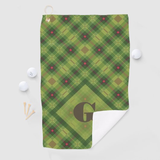 Groen geplakt Grote Aangepaste Monogram Kerstmis Golfhanddoek (Insitu)