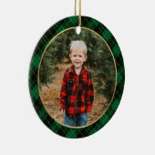 Groen geplakt kerstscript foto-versiering keramisch ornament (Rechts)