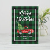 Groen geplakt kerststaartpenseel met voor vracht feestdagenkaart (Staand voorkant)