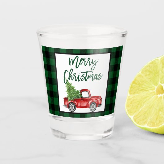 Groen geplakt penseel  kerstmis met  shot glas (Voorkant)
