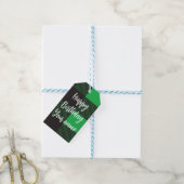 Groen geruit Gelukkige Verjaardag Cadeaulabel (Met Touw)