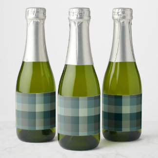 Groen geruit geruit ontwerp sparkling wijnetiket