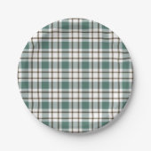 groen geruit licht tartan patroon papieren bordje (Voorkant)
