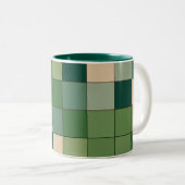 Groen geruit tweekleurige koffiemok (Voorkant rechts)