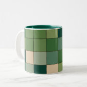 Groen geruit tweekleurige koffiemok (Voorkant links)
